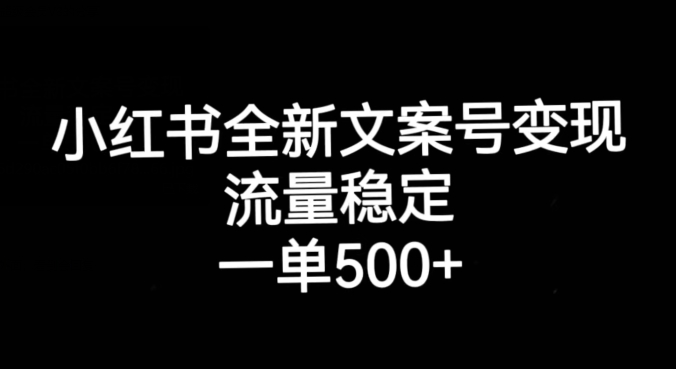 小红书全新文案号变现，流量稳定，一单收入500+-久久资源库
