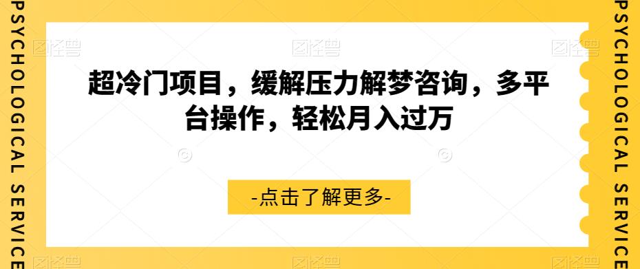 超冷门项目，缓解压力解梦咨询，多平台操作，轻松月入过万【揭秘】-久久资源库