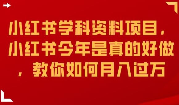小红书学科资料项目，小红书今年是真的好做，教你如何月入过万【揭秘】-久久资源库