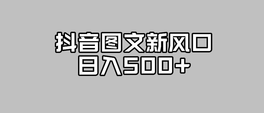 抖音图文最新风口，流量扶持非常高，日入500+【揭秘】-久久资源库