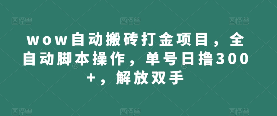 wow自动搬砖打金项目，全自动脚本操作，单号日撸300+，解放双手【揭秘】-久久资源库
