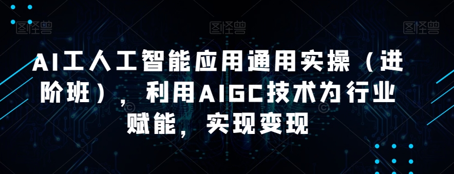 AI工人工智能应用通用实操（进阶班），利用AIGC技术为行业赋能，实现变现-久久资源库