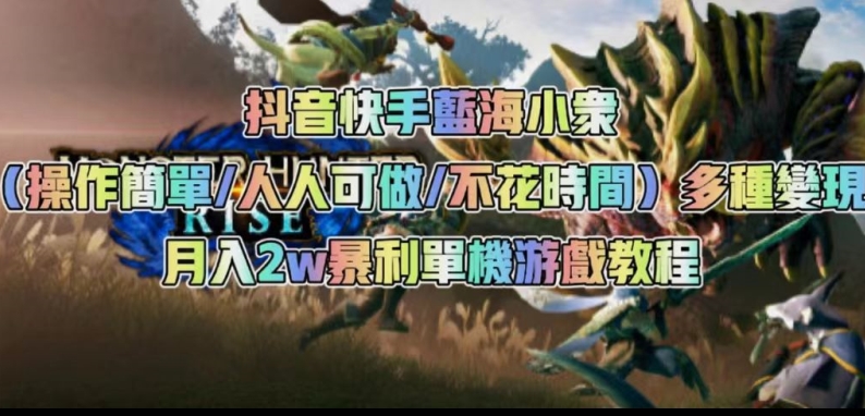 抖音快手蓝海小众（操作简单人人可做不花时间）多种变现月入2w＋暴利单机游戏教程-久久资源库