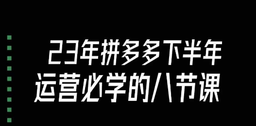 大牙·23年下半年拼多多运营必学的八节课（18节完整）-久久资源库