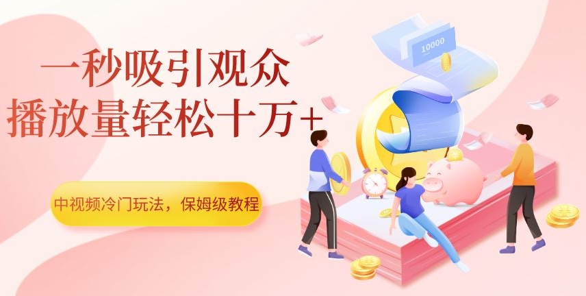 中视频冷门玩法，一秒吸引观众，播放量轻松十万+，保姆级教程【揭秘】-久久资源库