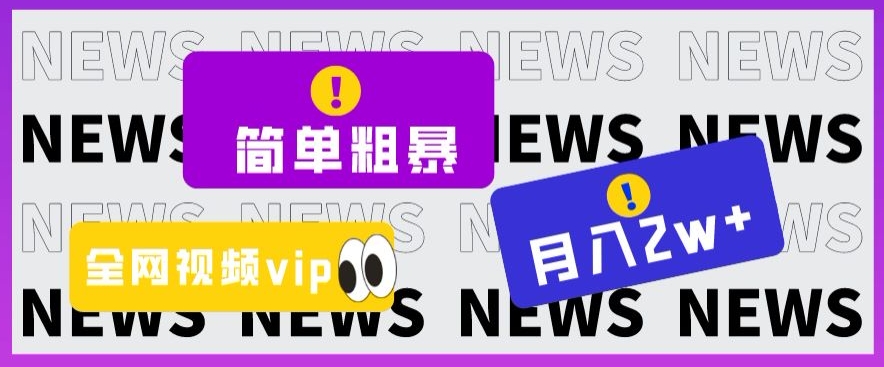 简单粗暴零成本，高回报，全网视频VIP掘金项目，月入2万＋【揭秘】-久久资源库