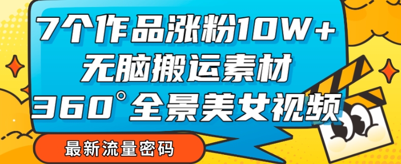 7个作品涨粉10W+，无脑搬运素材，全景美女视频爆款玩法分享【揭秘】-久久资源库