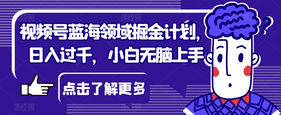 视频号蓝海领域掘金计划，日入过千，小白无脑上手【揭秘】-久久资源库