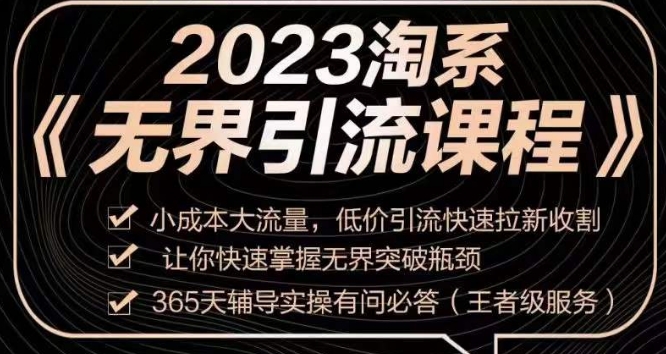 2023淘系无界引流实操课程，​小成本大流量，低价引流快速拉新收割，让你快速掌握无界突破瓶颈-久久资源库