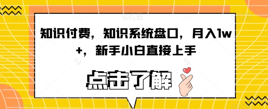 知识付费，知识系统盘口，月入1w+，新手小白直接上手-久久资源库
