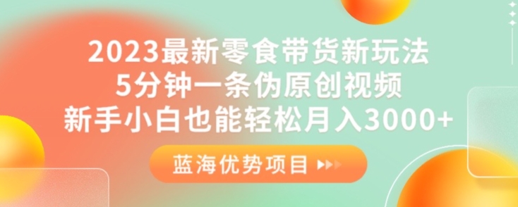 2023最新零食带货新玩法，5分钟一条伪原创视频，新手小白也能轻松月入3000+【揭秘】-久久资源库