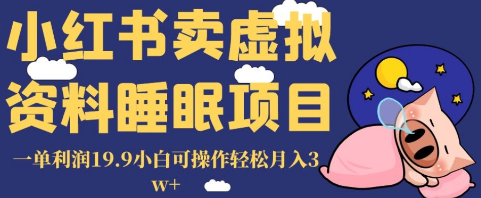小红书卖虚拟资料睡眠项目，一单利润19.9小白可操作轻松月入3w+【揭秘】-久久资源库