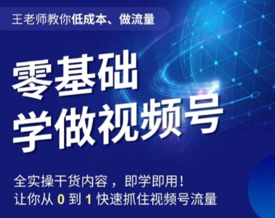 王老师教你低成本、做流量，零基础学做视频号，0-1快速抓住视频号流量-久久资源库