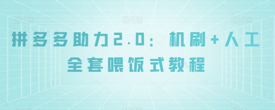 拼多多助力2.0：机刷+人工全套喂饭式教程【揭秘】-久久资源库