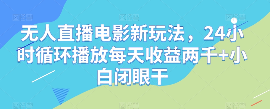 无人直播电影新玩法，24小时循环播放每天收益两千+小白闭眼干【揭秘】-久久资源库