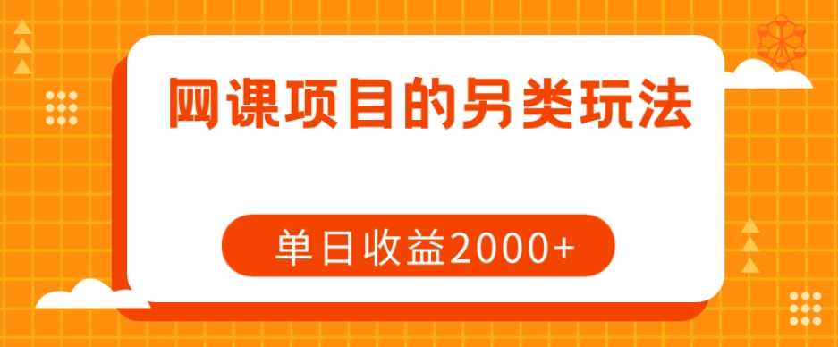 网课项目的另类玩法，单日收益2000+【揭秘】-久久资源库