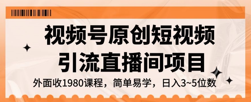 视频号原创短视频引流直播间项目，日入3~5五位数【揭秘】-久久资源库