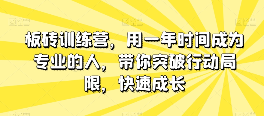 板砖训练营，用一年时间成为专业的人，带你突破行动局限，快速成长-久久资源库