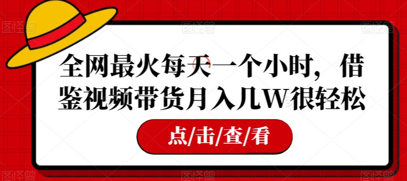全网最火每天一个小时，借鉴视频带货月入几W很轻松【揭秘】-久久资源库