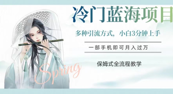冷门蓝海项目，操作简单，小白3分钟上手，多种引流方式，保姆式全流程教学【揭秘】-久久资源库