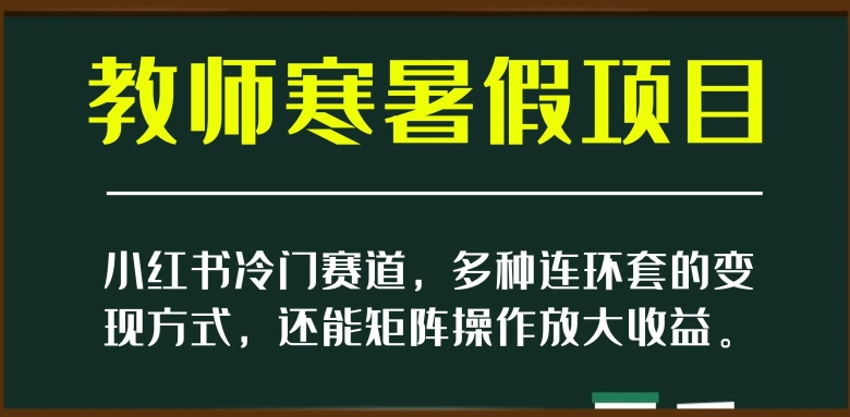 小红书冷门赛道，教师寒暑假项目，多种连环套的变现方式，还能矩阵操作放大收益【揭秘】-久久资源库