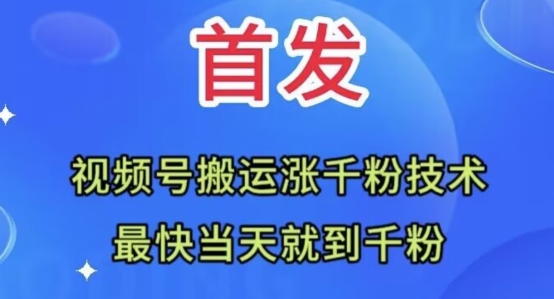 全网首发：视频号无脑搬运涨千粉技术，最快当天到千粉【揭秘】-久久资源库