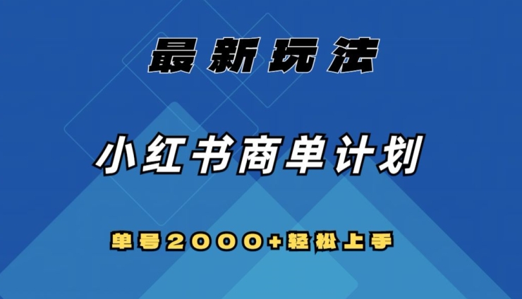 全网首发，小红书商单计划最新玩法，单号2000+可扩大可复制【揭秘】-久久资源库