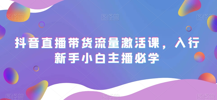 抖音直播带货流量激活课，入行新手小白主播必学-久久资源库