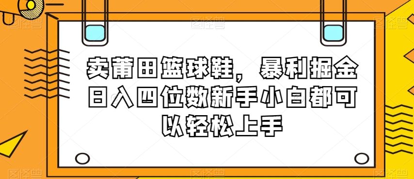 卖莆田篮球鞋，暴利掘金日入四位数新手小白都可以轻松上手【揭秘】-久久资源库