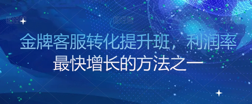 金牌客服转化提升班，利润率最快增长的方法之一-久久资源库