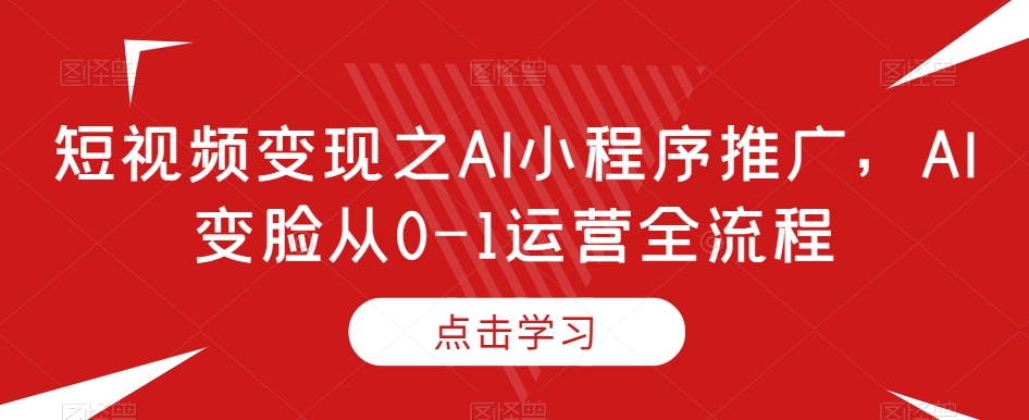 短视频变现之AI小程序推广，AI变脸从0-1运营全流程-久久资源库
