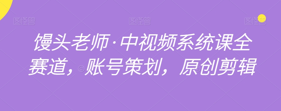 馒头老师·中视频系统课全赛道，账号策划，原创剪辑-久久资源库