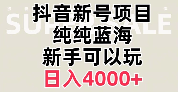 抖音蓝海赛道，必须是新账号，日入4000+【揭秘】-久久资源库