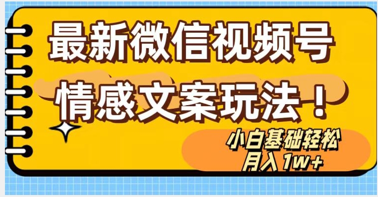 微信视频号情感文案最新玩法，小白轻松月入1万+无脑搬运【揭秘】-久久资源库