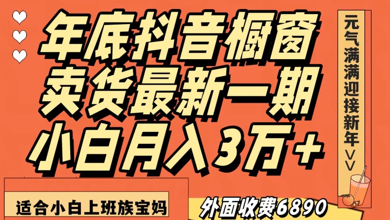 外面收费6890元年底抖音橱窗卖货最新一期，小白月入3万，适合小白上班族宝妈【揭秘】-久久资源库