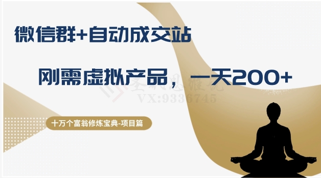 十万个富翁修炼宝典之8.微信群+自动成交站，刚需虚拟产品，一天200+-久久资源库