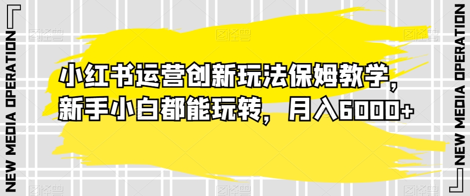 小红书运营创新玩法保姆教学，新手小白都能玩转，月入6000+【揭秘】-久久资源库