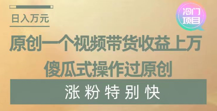 原创一个视频带货收益上万，傻瓜式操作过原创，几分钟做一个视频涨粉特别快【揭秘】-久久资源库