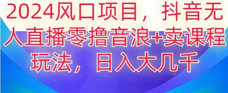 2024风口项目，抖音无人主播撸音浪+卖课程玩法，日入大几千【揭秘】-久久资源库
