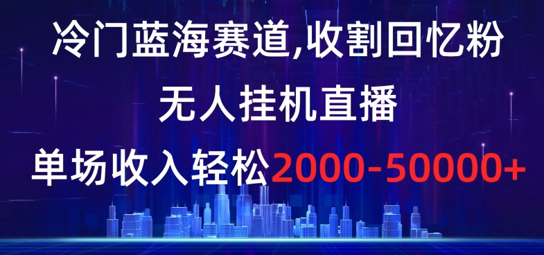 冷门蓝海赛道，收割回忆粉，无人挂机直播，单场收入轻松2000-5w+【揭秘】-久久资源库
