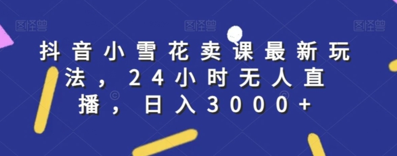 抖音小雪花卖课最新玩法，24小时无人直播，日入3000+【揭秘】-久久资源库