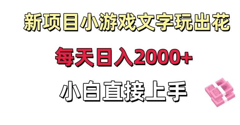 新项目小游戏文字玩出花日入2000+，每天只需一小时，小白直接上手【揭秘】-久久资源库