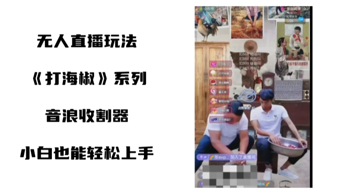 打海椒无人直播整蛊项目，小白轻松上手撸音浪收割器-久久资源库