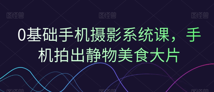 0基础手机摄影系统课，手机拍出静物美食大片-久久资源库