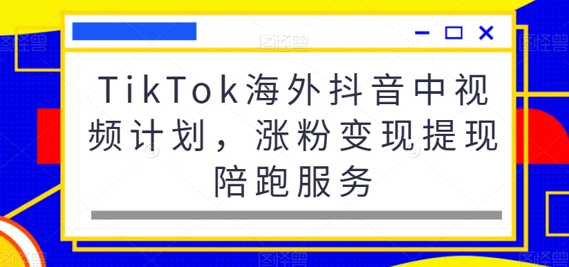 TikTok海外抖音中视频计划，涨粉变现提现陪跑服务-久久资源库