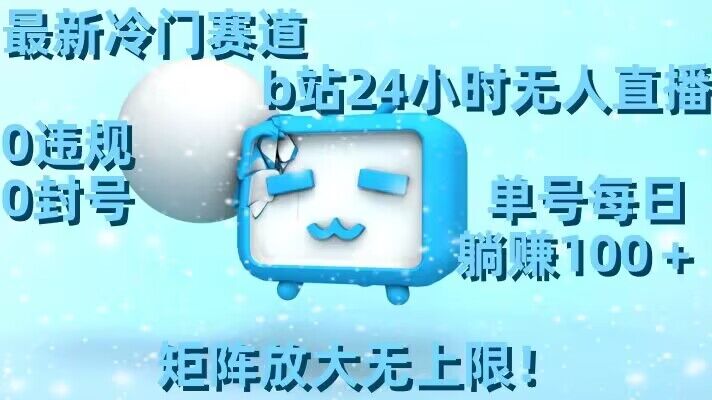 最新冷门赛道，b站24小时无人直播，0违规0封号，单号每日躺赚100＋，矩阵放大无上限【揭秘】-久久资源库