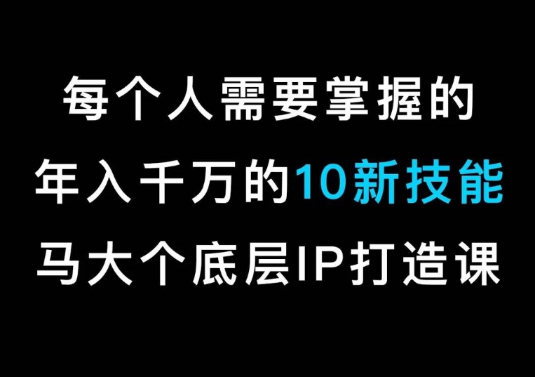 马大个的IP底层逻辑课，​每个人需要掌握的年入千万的10新技能，约会底层IP打造方法！-久久资源库