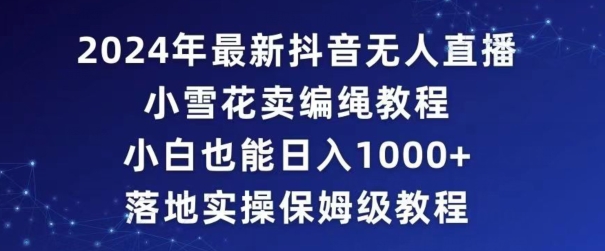 2024年抖音最新无人直播小雪花卖编绳项目，小白也能日入1000+落地实操保姆级教程【揭秘】-久久资源库