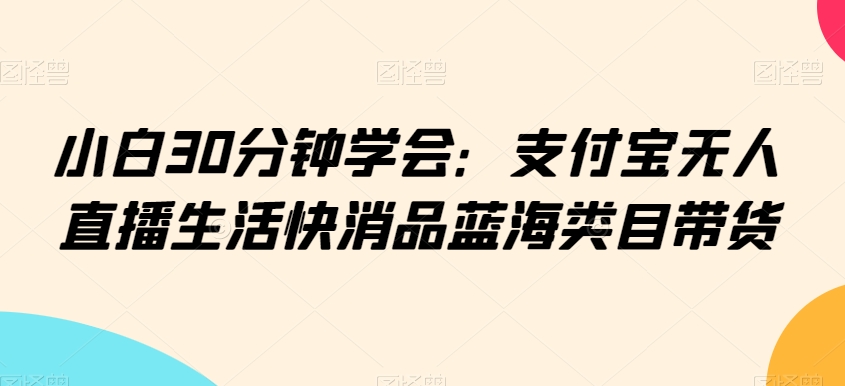 小白30分钟学会：支付宝无人直播生活快消品蓝海类目带货【揭秘】-久久资源库