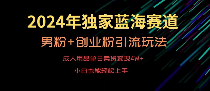 2024年独家蓝海赛道，成人用品单日卖货变现4W+，男粉+创业粉引流玩法，不愁搞不到流量【揭秘】-久久资源库
